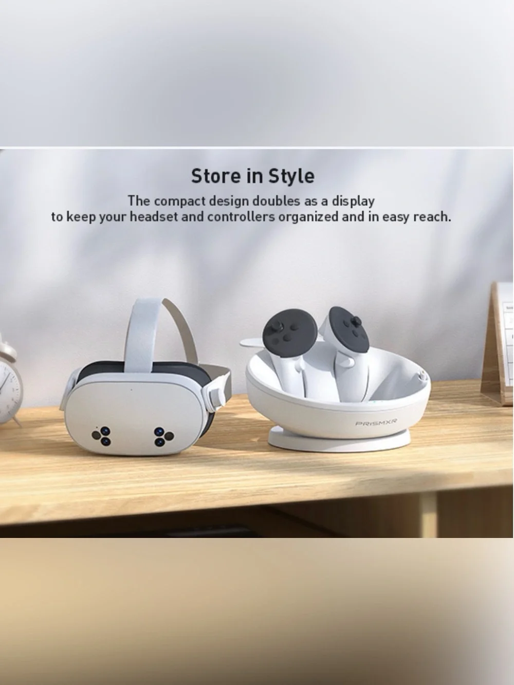 PRISMXR || Carina D1S Lite White Dual VR Controller Charging Dock - Quest 3S